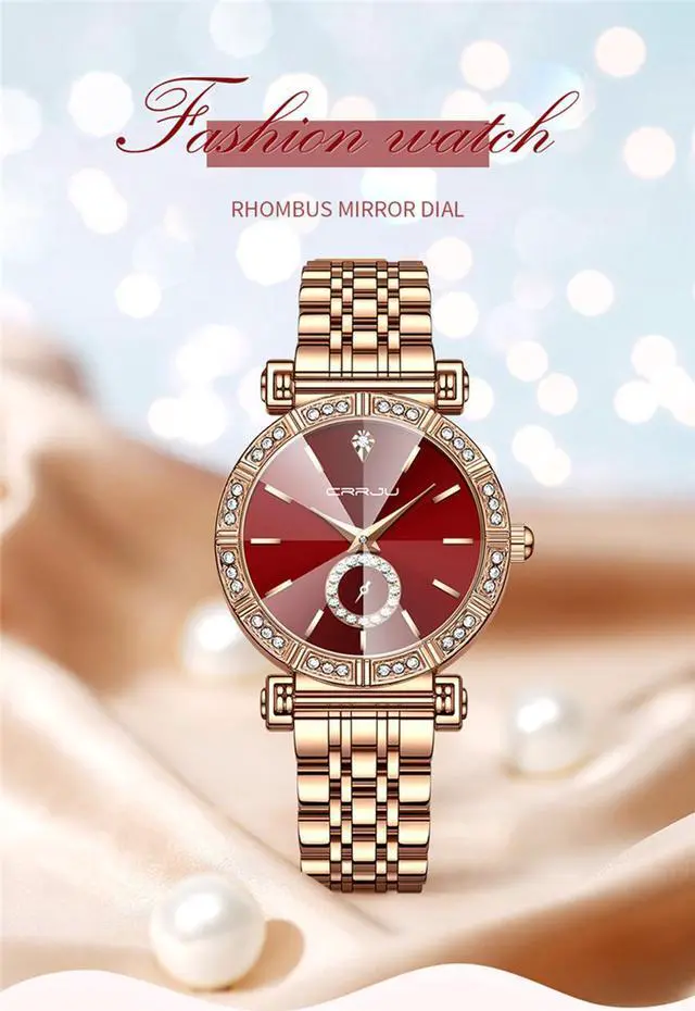 Alt view image 2 of 7 - Women Watch Fashion Gold Diamond Analog Quartz Female Watch for Women Luxury Dress Ladies Stainless Steel Waterproof Wrist Watches