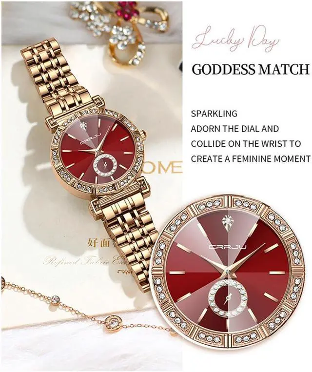 Alt view image 3 of 7 - Women Watch Fashion Gold Diamond Analog Quartz Female Watch for Women Luxury Dress Ladies Stainless Steel Waterproof Wrist Watches
