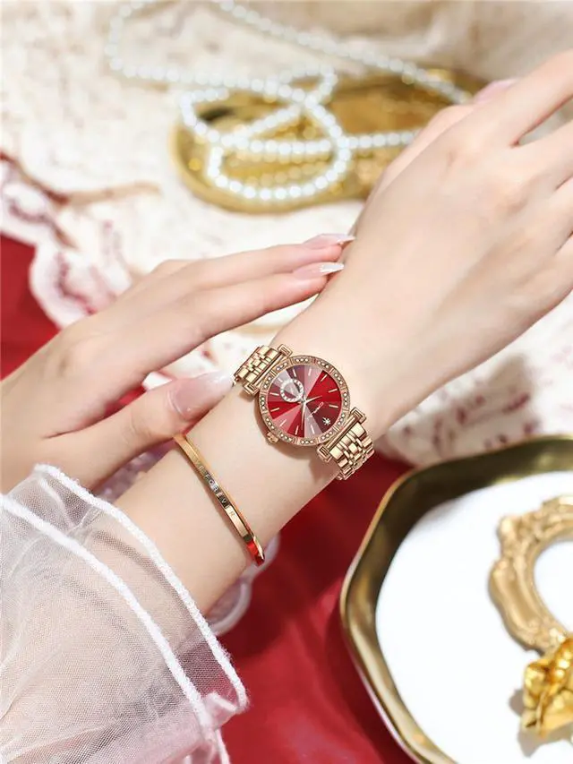 Alt view image 7 of 7 - Women Watch Fashion Gold Diamond Analog Quartz Female Watch for Women Luxury Dress Ladies Stainless Steel Waterproof Wrist Watches