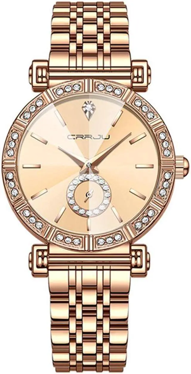 Main image of Women Watch Fashion Gold Diamond Analog Quartz Female Watch for Women Luxury Dress Ladies Stainless Steel Waterproof Wrist Watches Gold
