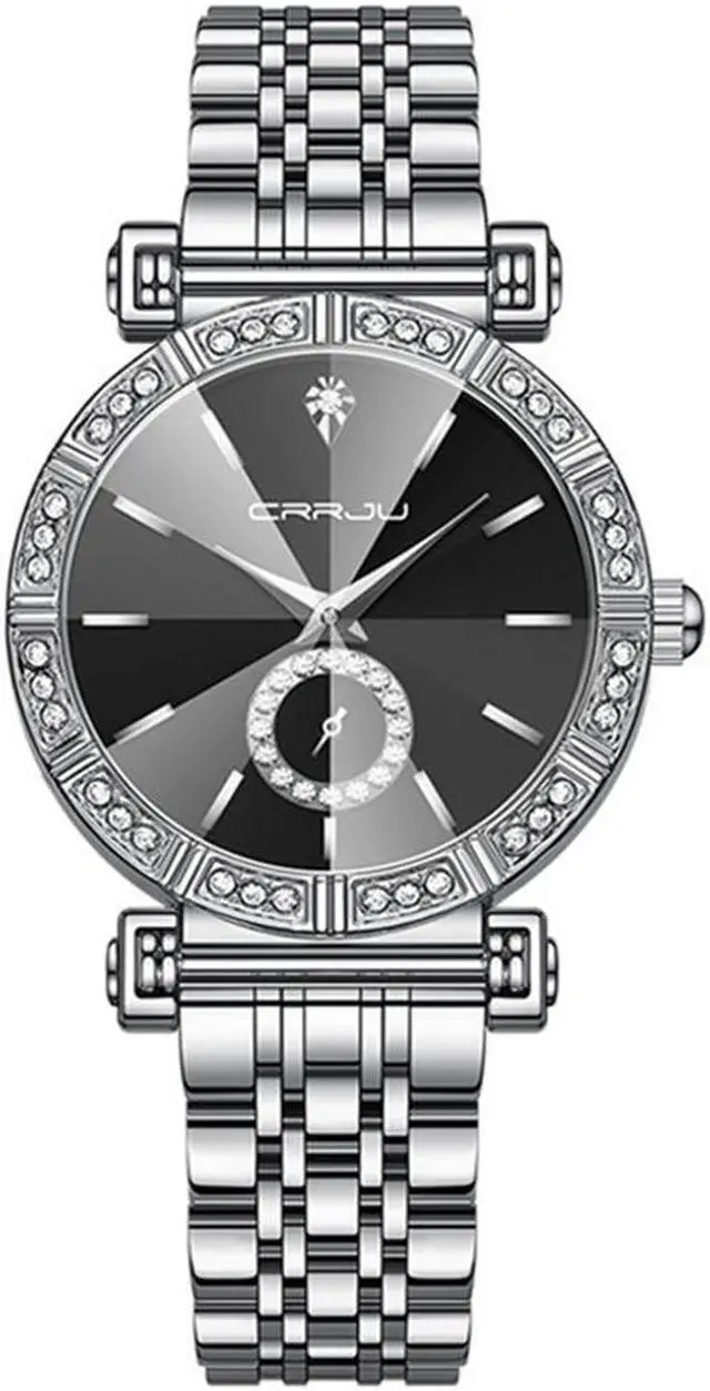 Main image of Women Watch Fashion Gold Diamond Analog Quartz Female Watch for Women Luxury Dress Ladies Stainless Steel Waterproof Wrist Watches Black