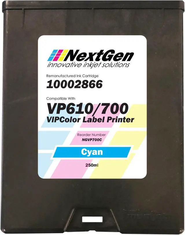Main image of VIP Color VP610/VP700 Compatible Cyan Ink Cartridge for VP610 and VP700 Label Printers  (Part Number 10002866)