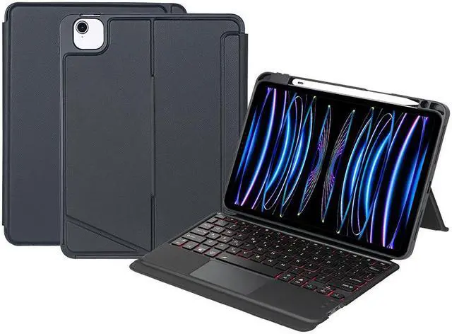 Alt view image 6 of 7 - BDF Bluetooth Keyboard Case with Trackpad for For iPad Pro 11 4th Generation / 3rd Generation / 2nd Generation Air 4 Air 5 10.9'' Removable Wireless Keyboard with Leather Cover