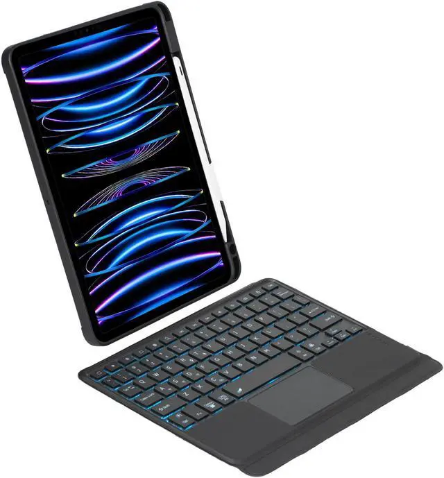 Alt view image 3 of 7 - BDF Bluetooth Keyboard Case with Trackpad for For iPad Pro 11 4th Generation / 3rd Generation / 2nd Generation Air 4 Air 5 10.9'' Removable Wireless Keyboard with Leather Cover