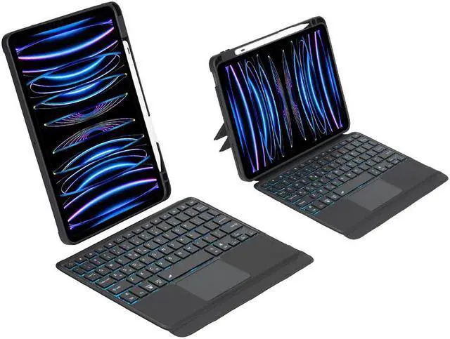 Alt view image 5 of 7 - BDF Bluetooth Keyboard Case with Trackpad for For iPad Pro 11 4th Generation / 3rd Generation / 2nd Generation Air 4 Air 5 10.9'' Removable Wireless Keyboard with Leather Cover