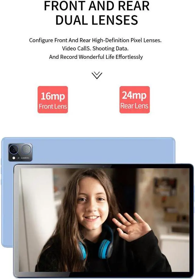 Alt view image 5 of 7 - BDF Android 12 Tablet PC 10.5 Inch Big Screen 12GB+ 256GB Deca Core 10500mAh Dual SIM Camera 16 MP+24 MP Bluetooth Keyboard Wifi GPS
