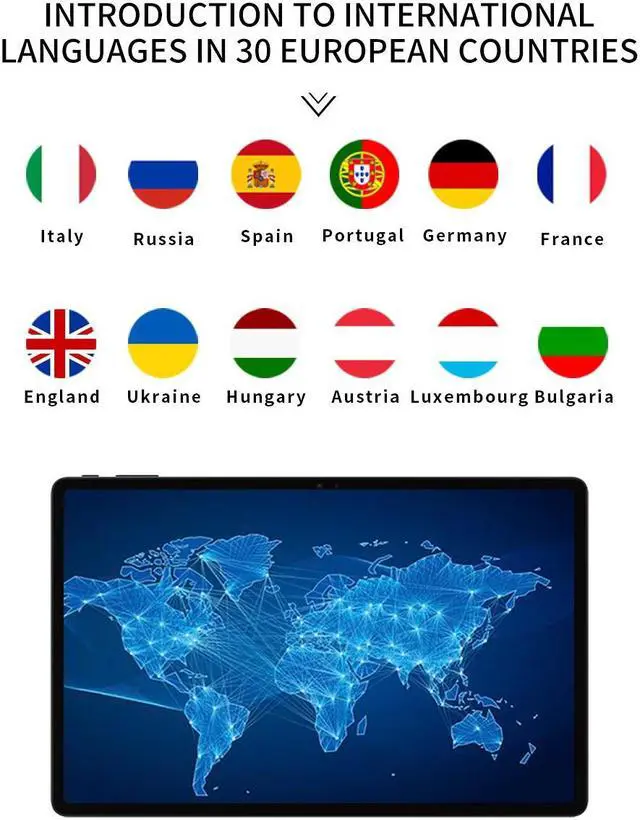 Alt view image 6 of 7 - BDF Android 12 Tablet PC 10.5 Inch Big Screen 12GB+ 256GB Deca Core 10500mAh Dual SIM Camera 16 MP+24 MP Bluetooth Keyboard Wifi GPS