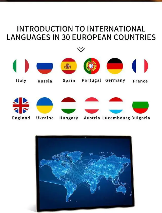 Alt view image 7 of 7 - BDF 10.1 Inch Tablet PC Android 12 8GB RAM 256GB ROM Octa Core GPS 5G WiFi Bluetooth Keyboard Dual SIM