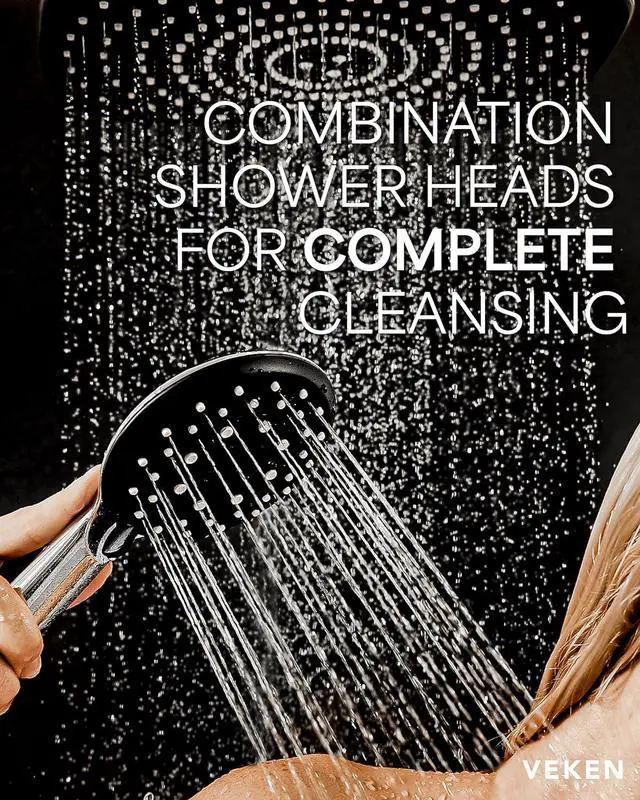 Alt view image 7 of 7 - 12 Inch High Pressure Rain Shower Head Combo with Extension Arm- Wide Rainfall Showerhead with 5 Handheld Water Spray - Adjustable Dual Showerhead with Anti-Clog Nozzles - Silver Chrome