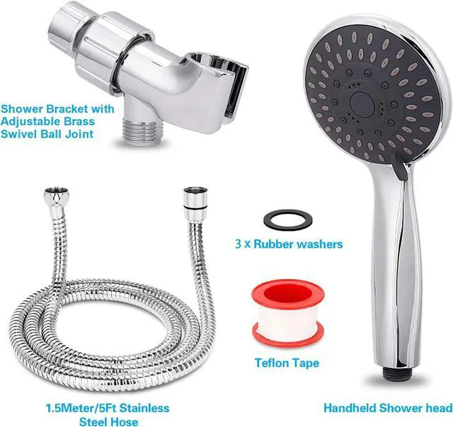 Alt view image 4 of 7 - High Pressure Handheld Shower Head Briout 5-Settings Powerful Water Spray Shower Head against Low Pressure Water Flow with Stainless Hose and Adjustable Mount
