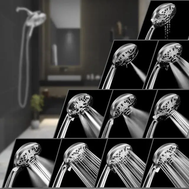 Alt view image 3 of 7 - Sproos - Handheld Shower Head High Pressure 3 Spray Functions Plus Pause Extra Long 70 Inch Hose - Eco-friendly Materials - Easy DIY Installation - High Pressure Performance - Green