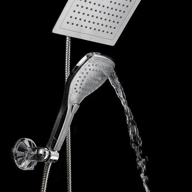 Alt view image 7 of 7 - Dream Spa Ultra-Luxury 9" Rainfall Shower Head/Handheld Combo. Convenient Push-Button Flow Control Button for easy one-handed operation. Switch flow settings with the same hand! Premium Chrome