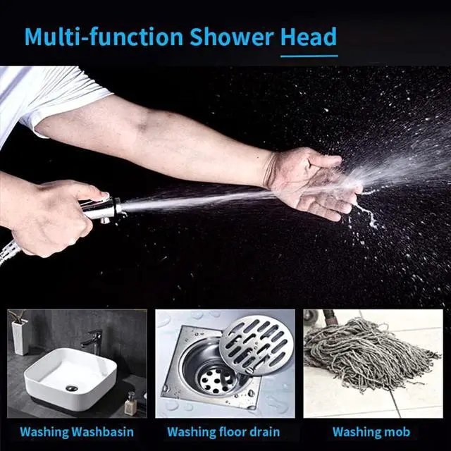 Alt view image 4 of 6 - KAIYING Drill-Free High Pressure Handheld Shower Head with ON/OFF Pause Switch 3 Spray Modes Water Saving Showerhead, Detachable Puppy Shower Accessories (M:Shower Head (Chrome)+Bracket+Hose)