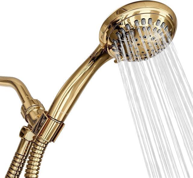 ShowerMaxx, Luxury Spa: ImperialShine Gold Hand Held Shower Head, 5 inch 6  Spray Settings Handheld Showerhead with Extra-Long Hose, Experience Comfort  and Elegance (Polished Brass/ImperialShine Gold) 