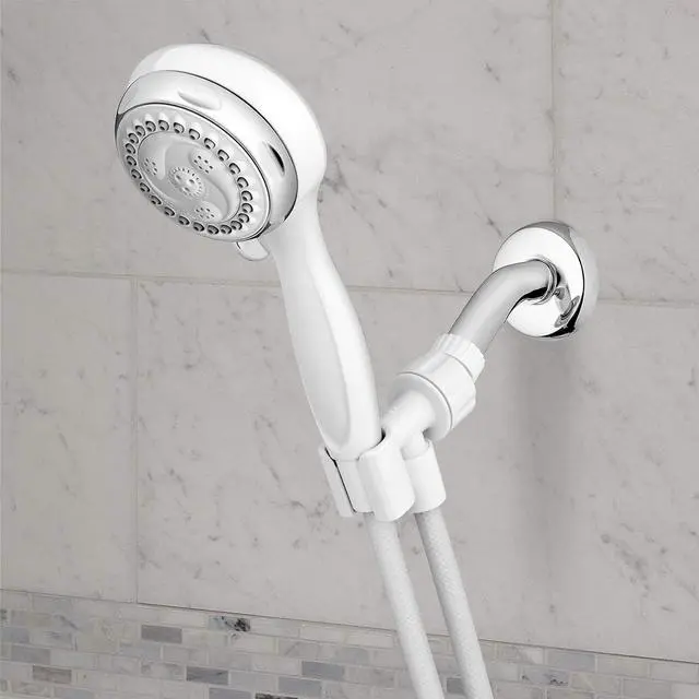 Alt view image 5 of 6 - 6-Mode Hand Held Shower Head Power Spray with 5-Foot Hose Classic White Finish DIY Easy Installation NVL-651E