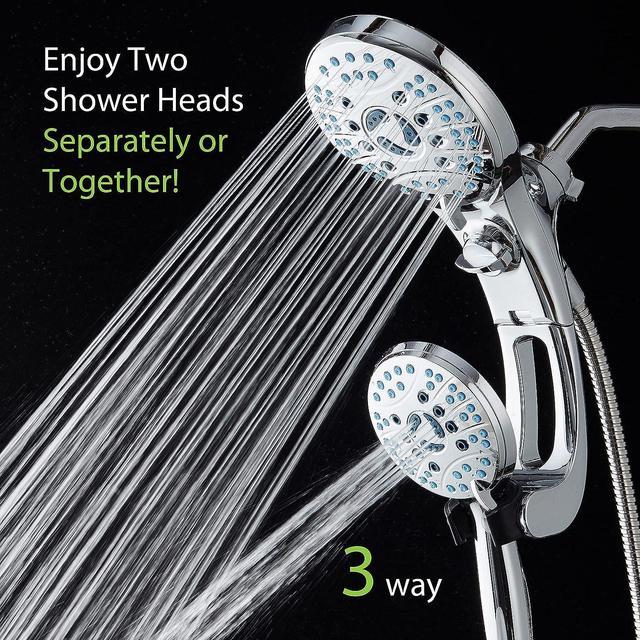 AquaCare High Pressure 8-mode Handheld Shower Head - Anti-clog Nozzles,  Built-in Power Wash to Clean Tub, Tile & Pets, Extra Long 6 ft. Stainless