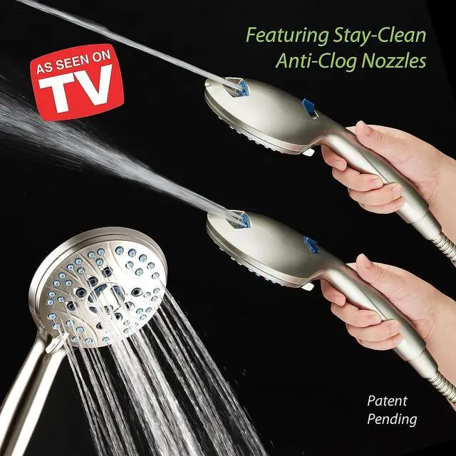 Alt view image 3 of 7 - Hotel Spa AquaCare As-Seen-On-TV High Pressure 48-setting Rain & Handheld 3-way Shower Head Combo - Anti-clog Nozzles/Tub, Tile & Pet Power Wash/Extra Long 6 ft. Hose/All Chrome Finish