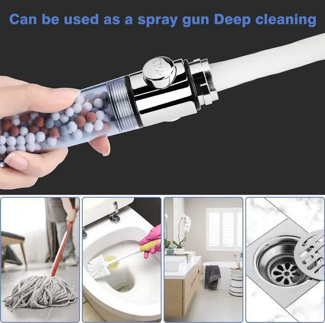 Alt view image 7 of 7 - High Pressure Shower Head with Hose, REHAVE Water Saving RV Handheld Shower Head, Shower Sprayer, 3 Mode, Handheld Spray Showerheads for Dry Skin Hair Loss, Purifying Filtration Mineral Stone Beads