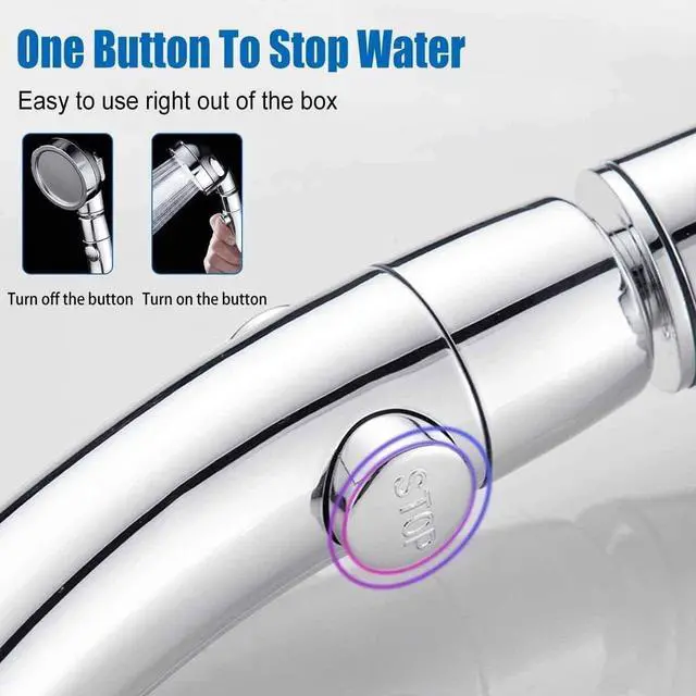 Alt view image 4 of 7 - Modern 3-Setting Detachable Shower Head with 59-Inch Hose, High Pressure Water Saving, 360 Rotating Adjustable Handheld Shower Head with ON/OFF Switch and 3 Spray Modes, Chrome Finish