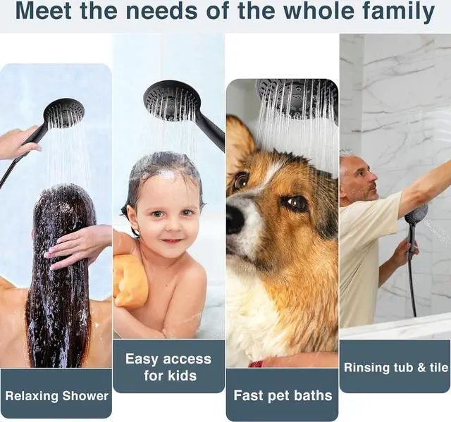 Alt view image 5 of 7 - BRIGHT SHOWERS 9 Spray Settings Shower Head with Handheld High Pressure Oil-Rubbed Bronze Hand Held Showerhead with 60 Inch Stainless Steel Hose and Adjustable Overhead Bracket