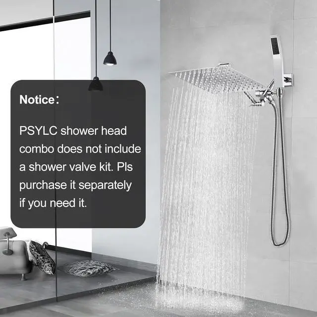 Alt view image 7 of 7 - 10 Inch (All Metal) Rain Shower Head With Handheld, High Pressure Dual Shower Head Combo With Adjustable Extension Arm, 60" Flexible Hose, 3-Way Diverter - Height/Angle Adjustable(Chrome)