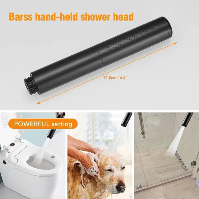 Alt view image 3 of 7 - Black Brass 2 In 1 Function Handheld Shower Head Set High Pressure 7 Inch Shower Head High Flow Hand Shower Wand with 59 Inch Hose Bracket Matte Black Finish
