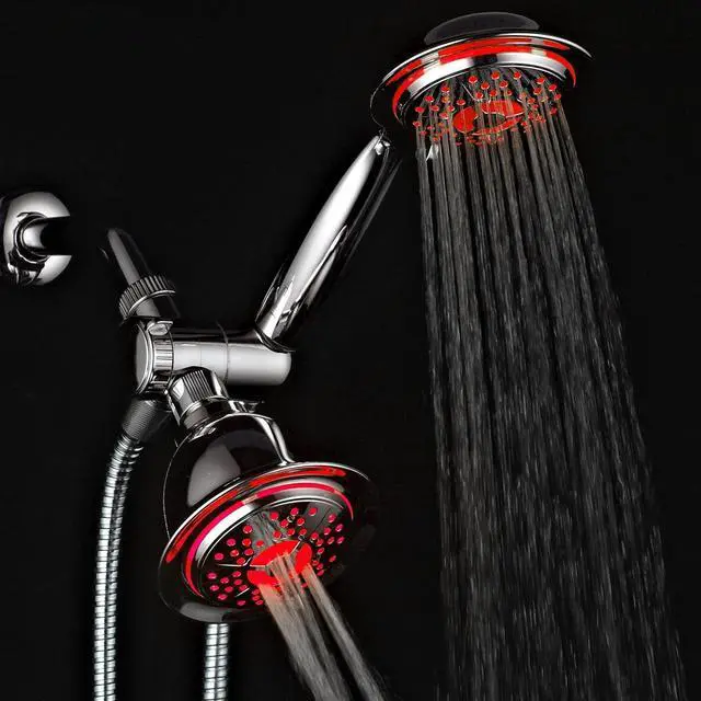 Alt view image 2 of 7 - Dream Spa All Chrome 3-way LED Shower Head Combo with Air Jet LED Turbo Pressure-Boost Nozzle Technology. Color of LED lights changes automatically according to water temperature
