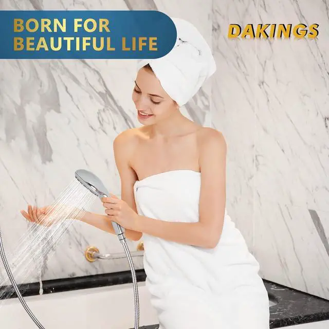 Alt view image 7 of 7 - 6 Spray Modes High Pressure Handheld Showerhead Set Upgraded 5 Inches Shower Head with Handheld Spray Premium Chrome Handheld Shower Head 60 Inches Stainless Steel Hose-1-Min Install