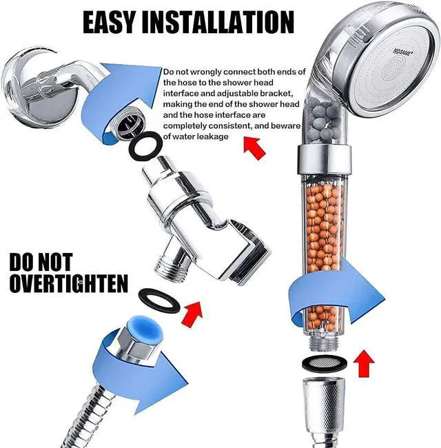 Alt view image 7 of 7 - Nosame® Shower Head with Hose, Filter Filtration High Pressure Water Saving 3 Mode Function Spray Handheld Showerheads for Dry Skin & Hair