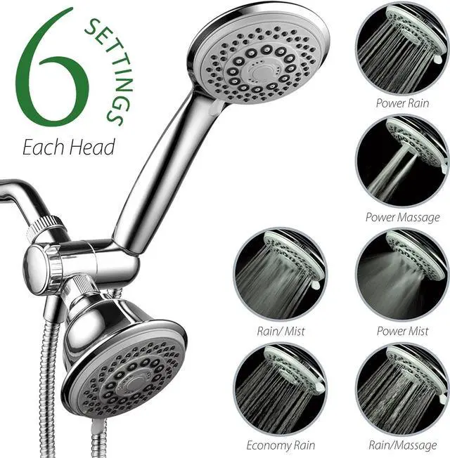 Alt view image 2 of 7 - Hotel Spa AquaStorm 30-Setting SpiralFlo 3-Way High Pressure Luxury Shower Head/Handheld Showerhead Combo with Water Saving Economy Mode/Chrome