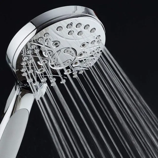 Alt view image 2 of 7 - for California - High Pressure 6-setting Luxury Handheld Showerhead Extra Long 6 Ft Stainless Steel Hose Anti Clog Jets Anti Slip Grip Top US Brand Extra Wall Bracket - Chrome Finish