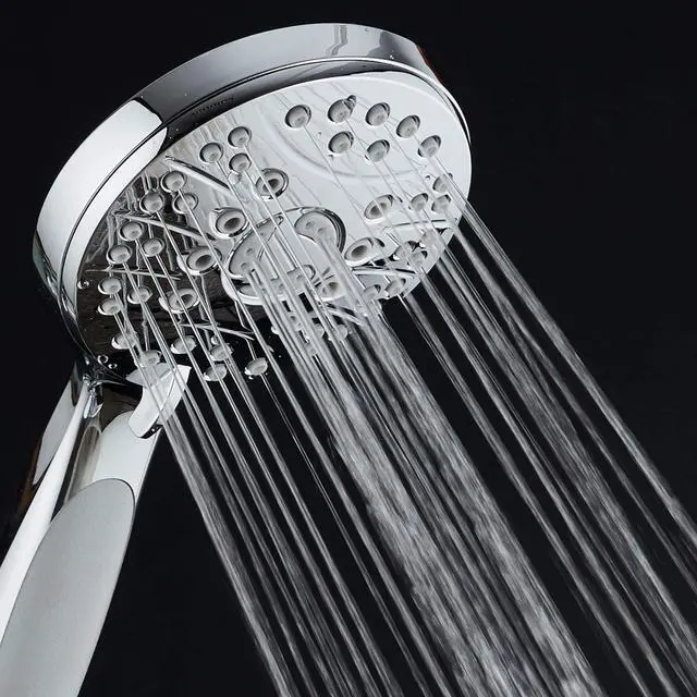 Alt view image 5 of 7 - for California - High Pressure 6-setting Luxury Handheld Showerhead Extra Long 6 Ft Stainless Steel Hose Anti Clog Jets Anti Slip Grip Top US Brand Extra Wall Bracket - Chrome Finish