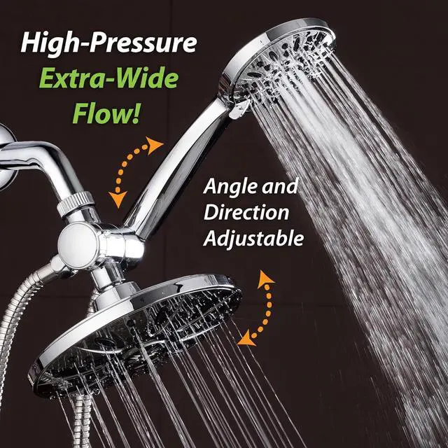 Alt view image 4 of 7 - AquaDance 7" Premium High Pressure 3-Way Rainfall Combo Combines The Best of Both Worlds-Enjoy Luxurious Rain Showerhead and 6-Setting Hand Held Shower Separately or Together, Chrome