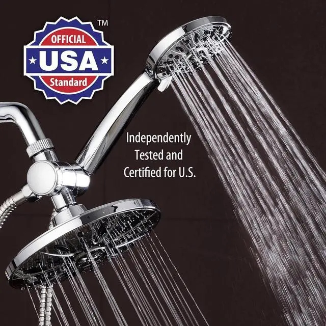 Alt view image 3 of 7 - AquaDance 7" Premium High Pressure 3-Way Rainfall Combo Combines The Best of Both Worlds-Enjoy Luxurious Rain Showerhead and 6-Setting Hand Held Shower Separately or Together, Chrome