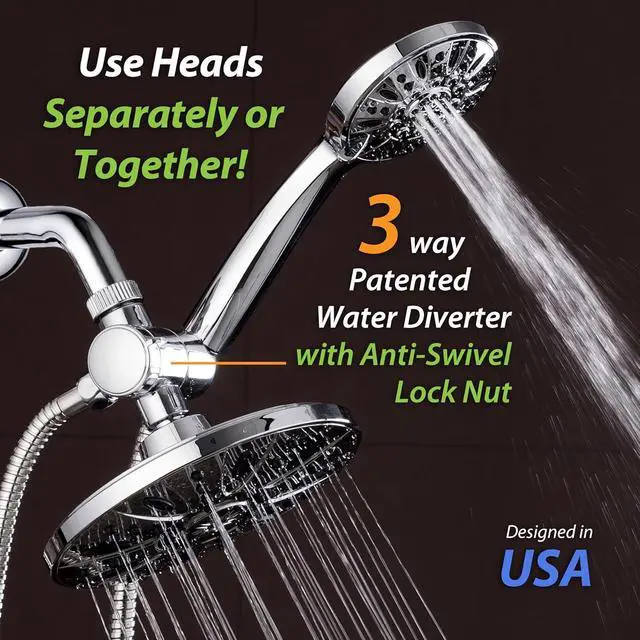 Alt view image 5 of 7 - AquaDance 7" Premium High Pressure 3-Way Rainfall Combo Combines The Best of Both Worlds-Enjoy Luxurious Rain Showerhead and 6-Setting Hand Held Shower Separately or Together, Chrome