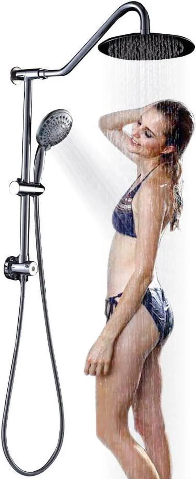 Alt view image 5 of 7 - Sarlai Shower Head Combo - Dual Rainfall & Handheld, Stainless Steel 10 Inch, 5-Setting Sprayer, Chrome Finish