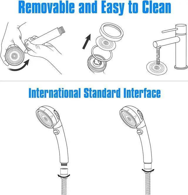 Alt view image 7 of 7 - JONKEAN High Pressure Shower Head with 3 Spray Settings, Water Saving Handheld RV Shower Head with Hose and On Off Switch, Detachable Shower Heads with Hose and Angle-Adjustable Bracket (Chrome)