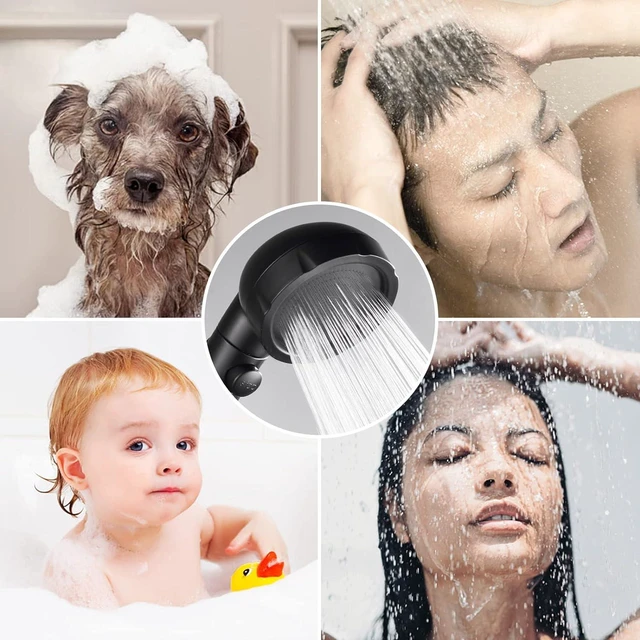 HANLIAN High Pressure Shower Head with Pause Function, 3 Spray Settings ...