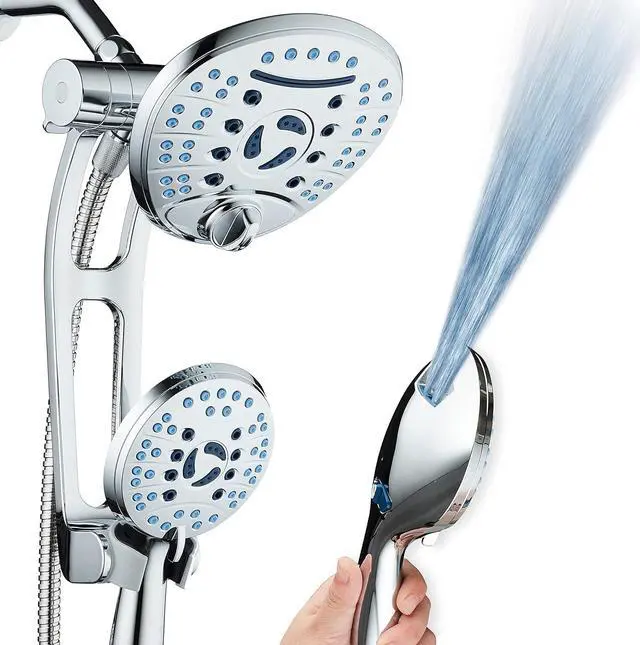 Main image of Hotel Spa AquaCare As-Seen-On-TV High Pressure Handheld/Rain 80-mode 3-way Shower Head Combo with Adjustable Arm - Anti-clog Nozzles, Tub & Pet Power Wash, 6 ft. Hose, All Chrome Finish