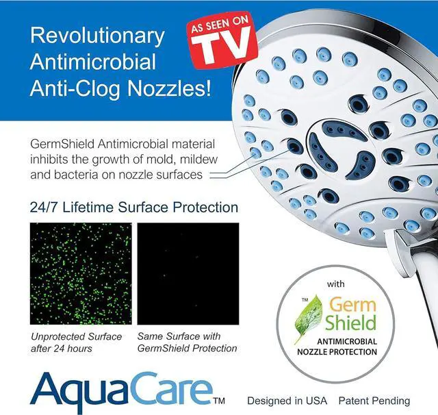 Alt view image 5 of 7 - Hotel Spa AquaCare As-Seen-On-TV High Pressure Handheld/Rain 80-mode 3-way Shower Head Combo with Adjustable Arm - Anti-clog Nozzles, Tub & Pet Power Wash, 6 ft. Hose, All Chrome Finish