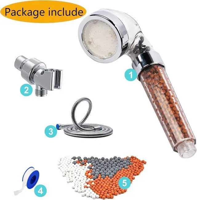 Alt view image 5 of 5 - LED Shower Head Handheld with Hose,Replacement Filter and Shower BracketRainfall 7 Colors Changing High Pressure Spray Filter Showerheads Waterproof Lights for Hard Water