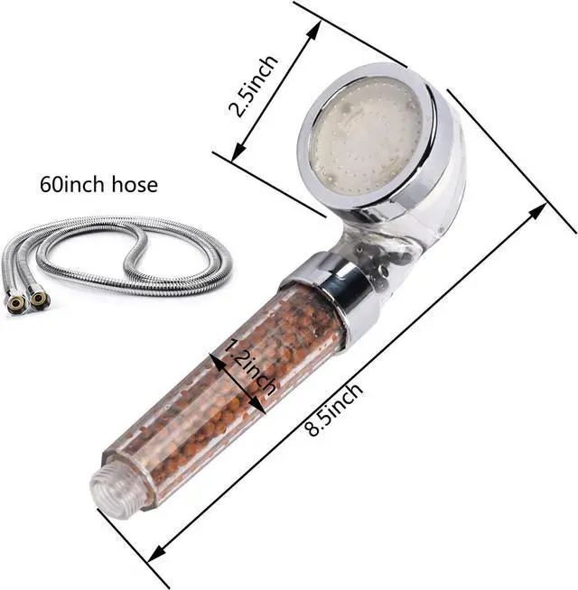 Alt view image 2 of 5 - LED Shower Head Handheld with Hose,Replacement Filter and Shower BracketRainfall 7 Colors Changing High Pressure Spray Filter Showerheads Waterproof Lights for Hard Water