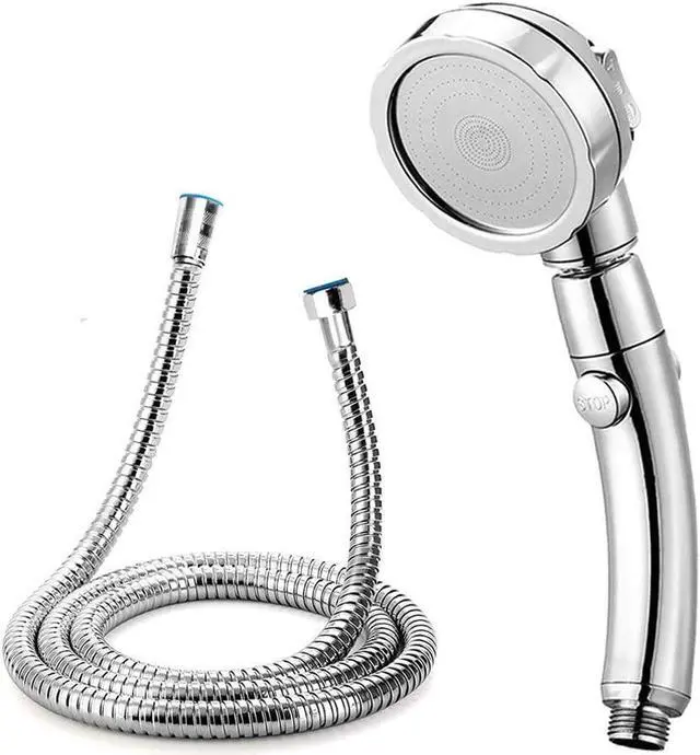 Main image of Modern 3-Setting Detachable Shower Head with 59-Inch Hose, High Pressure Water Saving, 360 Rotating Adjustable Handheld Shower Head with ON/OFF Switch and 3 Spray Modes, Chrome Finish