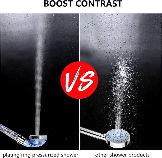 Alt view image 5 of 7 - REHAVE Jetting Shower Head, Modern Style, 3 Mode Shower Sprayer, High Pressure, Polished Finish, ABS Material, Mineral Stone Beads, 1 Spray Setting, 1.5" Diameter