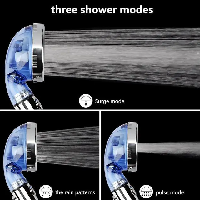 Alt view image 7 of 7 - REHAVE Jetting Shower Head, Modern Style, 3 Mode Shower Sprayer, High Pressure, Polished Finish, ABS Material, Mineral Stone Beads, 1 Spray Setting, 1.5" Diameter