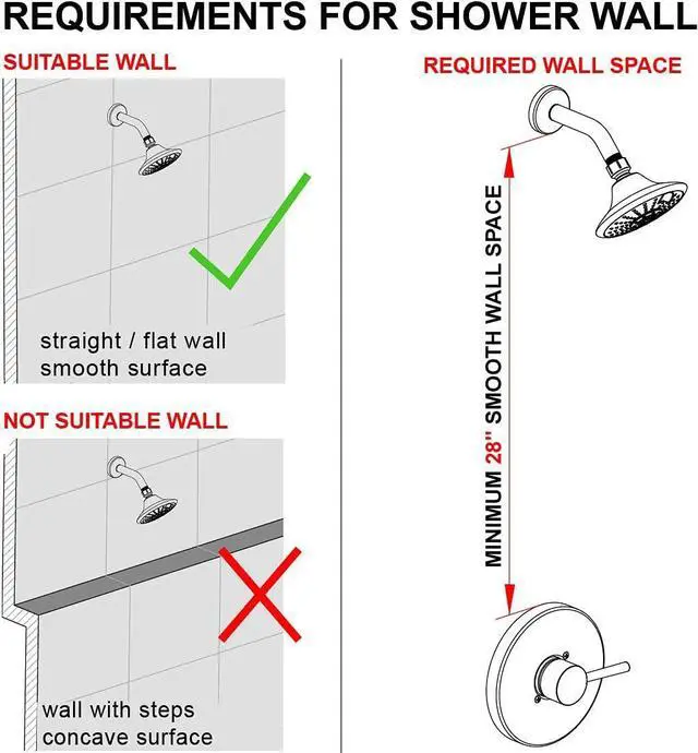 Alt view image 3 of 6 - Handheld Showerhead & Rain Shower Combo for Easy Reach, 27.5" Drill-free Stainless Steel Slide Bar, 5of 5-setting Handheld Shower and Showerhead, with 5ft Hose - Polished Chrome