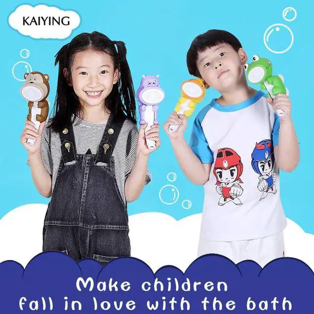 Alt view image 3 of 5 - KAIYING Children's Handheld Shower Head,Cartoon Water Flow Spray Shower Head Baby Kids Toddler Bath Bathing Accessories (J:Showerhead(Froggie)+Hose+Diverter)