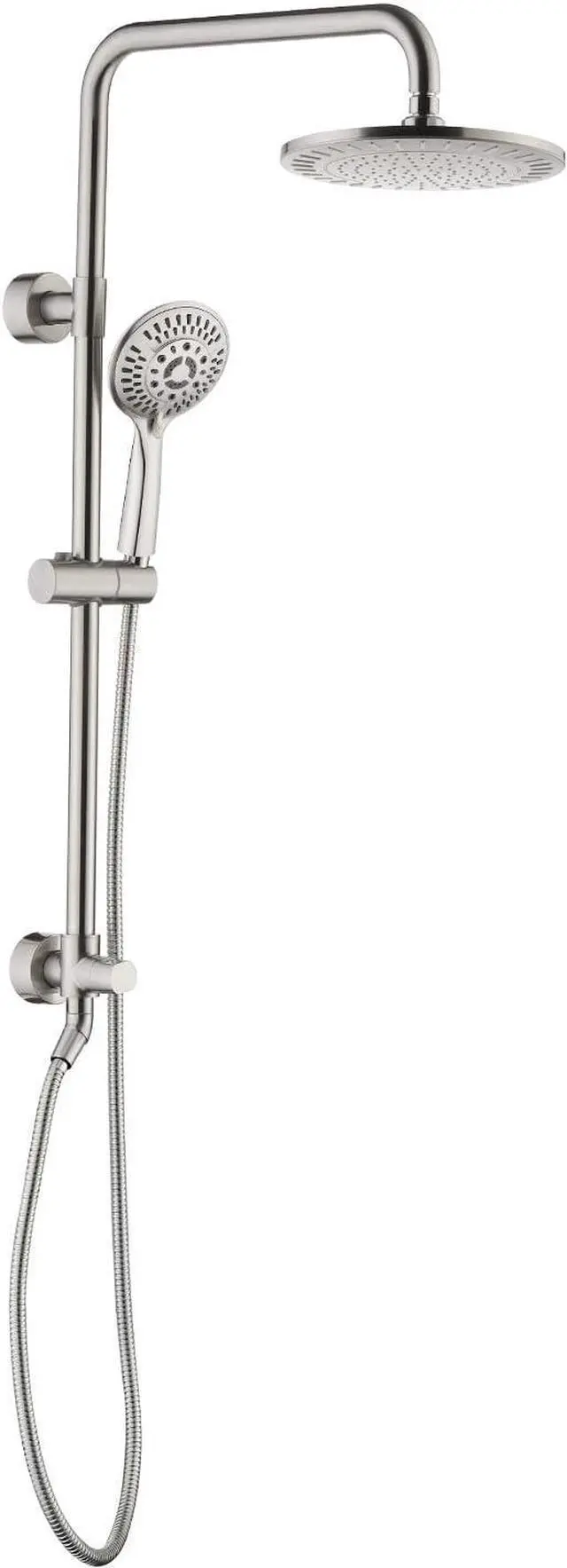Main image of BRIGHT SHOWERS Rain System Including 9 Inch Rainfall shower head and Handheld with Height Adjustable Holder, Solid Brass Rail and 60 Inch Long Stainless Steel Shower Hose