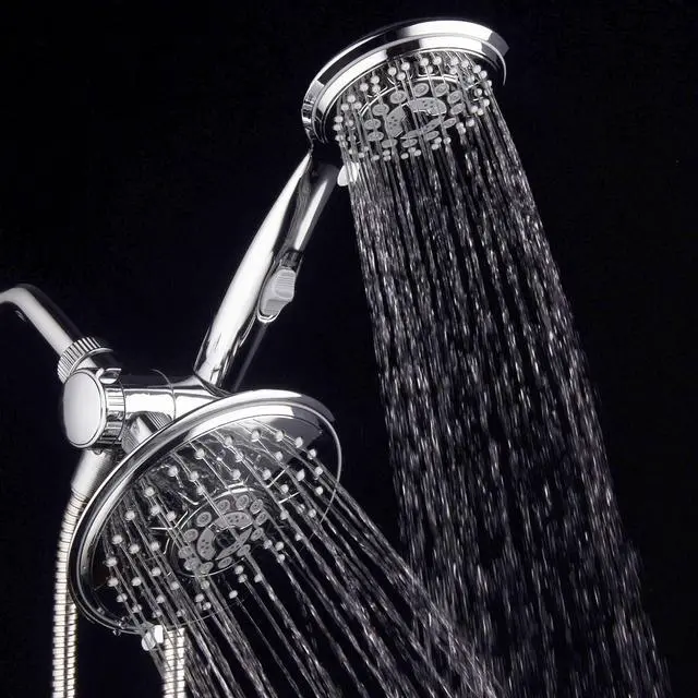Alt view image 2 of 7 - 30-Setting Ultra-Luxury 6 inch Rainfall Shower Head & Handheld 3-way Combo with Water Saving Pause Switch and Stainless Steel Hose/Enjoy Separately or Together! Premium All Chrome Finish