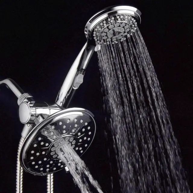 Alt view image 3 of 7 - 30-Setting Ultra-Luxury 6 inch Rainfall Shower Head & Handheld 3-way Combo with Water Saving Pause Switch and Stainless Steel Hose/Enjoy Separately or Together! Premium All Chrome Finish